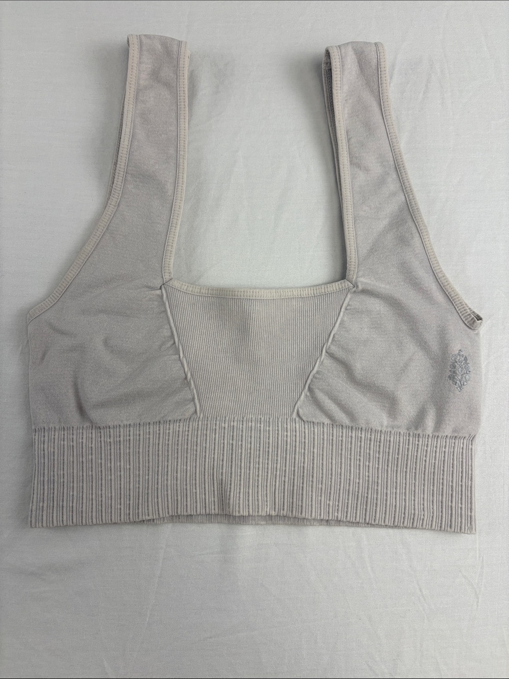 Free People Movement Good Karma Square-Neck Bra in White/Grey
